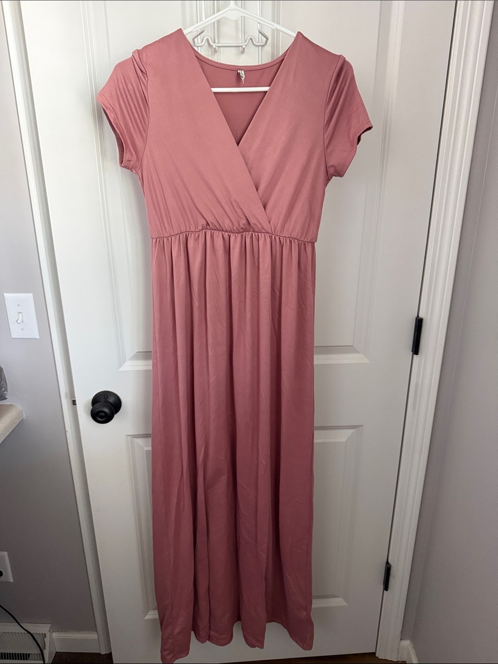 Maternity Dusty Rose V-Neck Maxi Dress